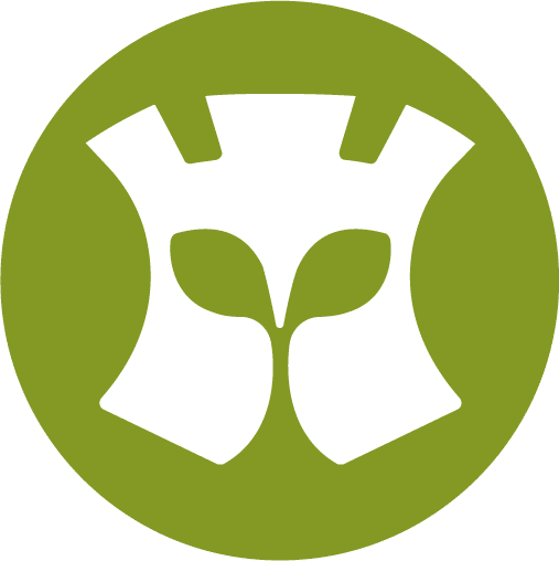 Ein weißes, stilisiertes Apfelkernstück mit zwei Blättern in der Mitte ist auf einem grünen, kreisförmigen Hintergrund abgebildet und stellt das Standard-Kit dar.